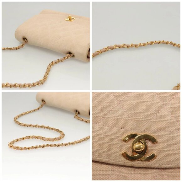 CHANEL Matelasse Chain Diana Shoulder Bag Canvas Pink CC Auth 120753 - Picture 16 of 16